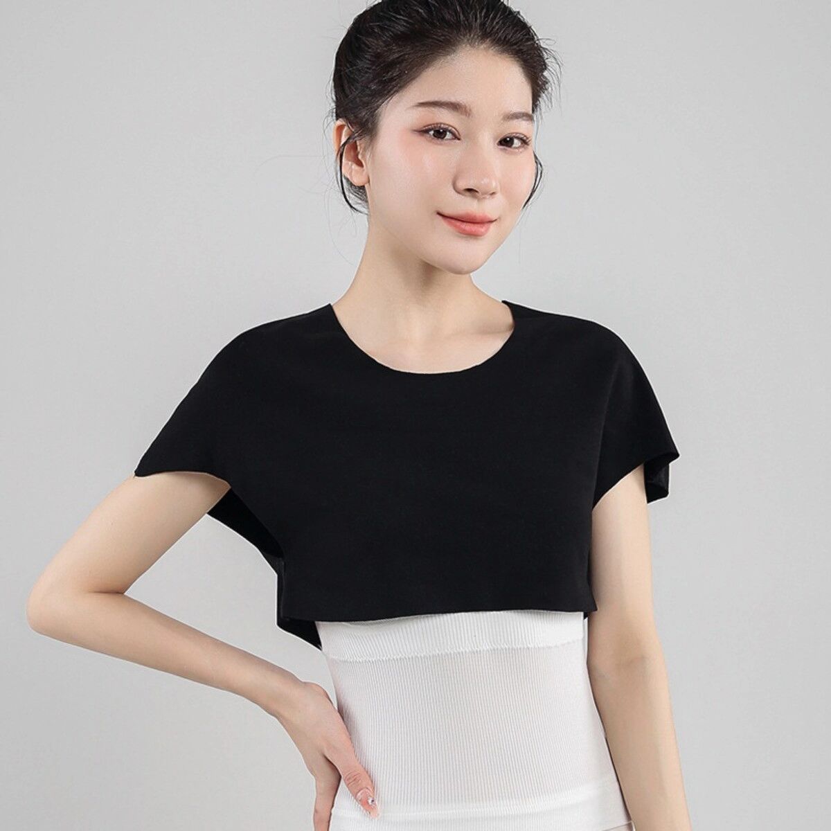 INF Modal-Baumwolle Unisex Thermo-Schulterwickel für klimatisierte Räume — Atmungsaktiv, weiches elastisches Nacken- und XL Schwarz