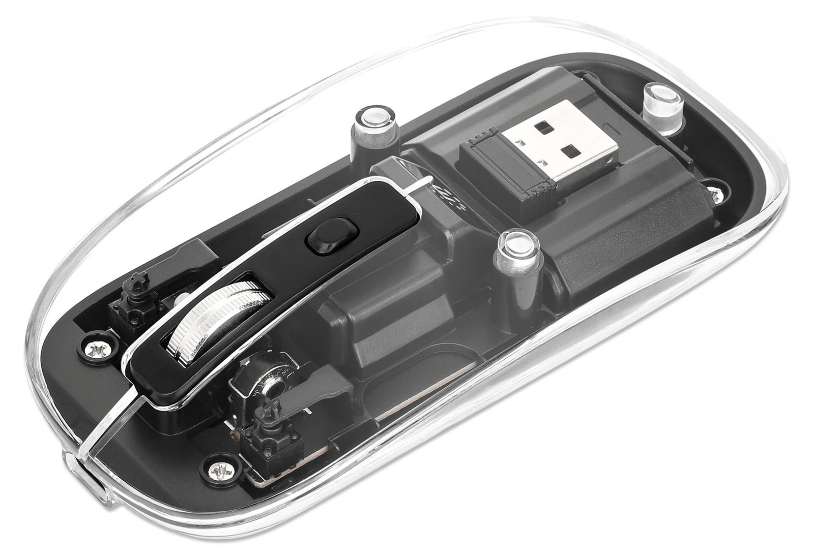 Manhattan Funkmaus USB-A 4-toetsen RGB LED muis - zwart transparent