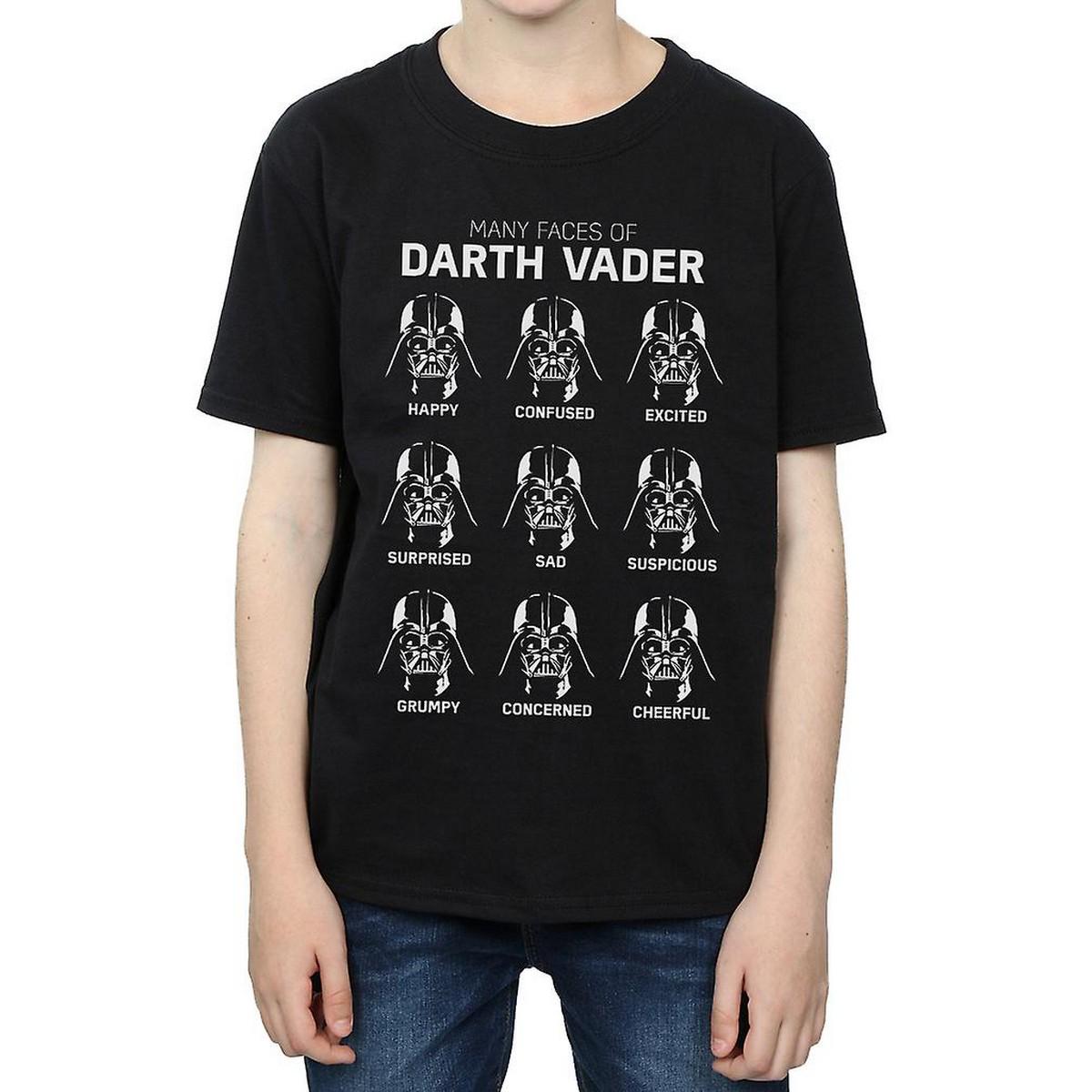 Star Wars Jongens Vele Gezichten Van Darth Vader Katoenen T-Shirt (Zwart)