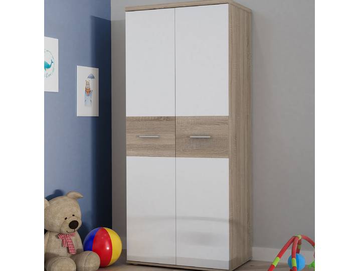 Armoire 80 x 189 x 53cm Blanc/Beige