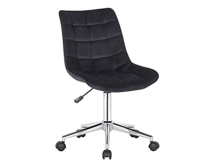 CLP Bürostuhl Medford Samt I Drehstuhl Für Home-Office I Schreibtischstuhl Höhenverstellbar Mit Drehfunktion, Metallgestell Und Rollen, Farbe: schwarz