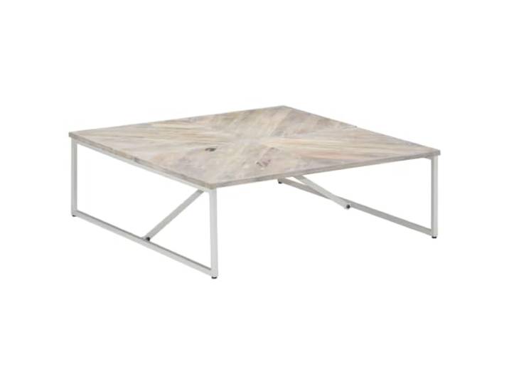 TEKGHUT Couchtisch 110x110x36 cm aus Massivholz Mango mit Eisengestell Handgefertigt, pulverbeschichtetes Eisengestell, natürliche Maserung, robustes Hartholz, Unikat