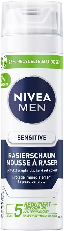 Nivea - Men Sensitive Rasierschaum, 200 ml, Weiss