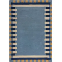 WOLLTEPPICH WENSUM, geometrisch, Blau-Gelb, 200 x 290 cm