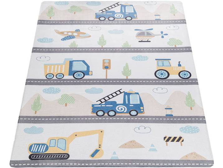 Kinderteppich PACO HOME Chicos 561 , bunt (mehrfarbig), B:155cm H:4mm L:230cm, Polyester, Teppiche, Kinderteppich, Flachgewebe, Spielteppich, Motiv Fahrzeuge, Kinderzimmer