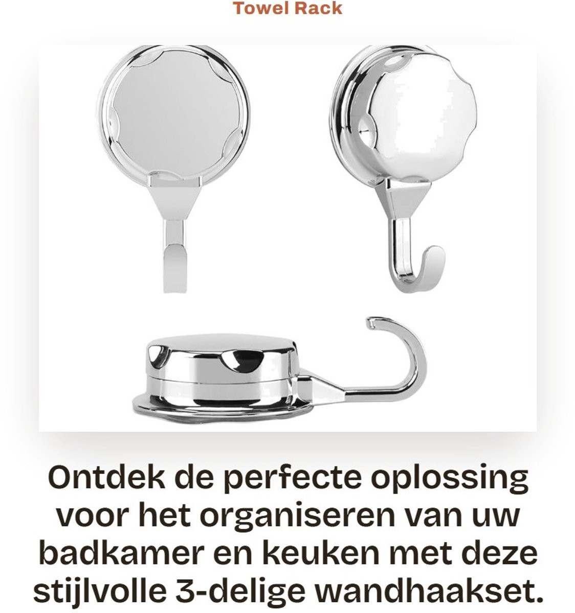 Dailygoods Handdoekhaak 3 stuks - Antislip Zuignap - Duurzaam Plastic - Wandhaak voor Badkamer en Keuken