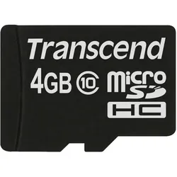 Transcend microSDHC ohne Adapter (4 GB, microSDHC, U1, UHS-I), Speicherkarte, Schwarz