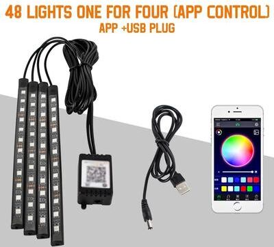 Uplift Essentials LED Car Interior Ambient Foot Lights With Music Control And App 48led App Usb