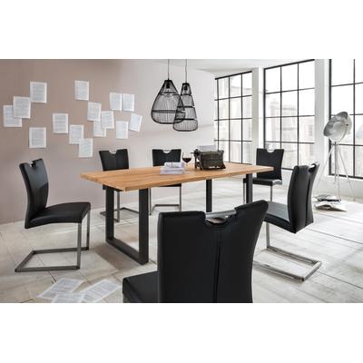 Esstisch HOME AFFAIRE "Brooklyn", schwarz (natur, schwarz, schwarz), B:220cm H:78cm T:100cm, Tische, Rechteckiger Esstisch Esstisch Holz-Esstische Küchentisch, aus massiver Wildeiche
