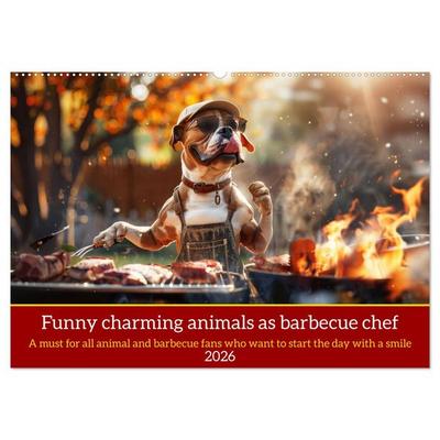 Funny charming animals as barbecue chef (Wall Calendar 2026 DIN A2 landscape), CALVENDO 12 Month Wall Calendar