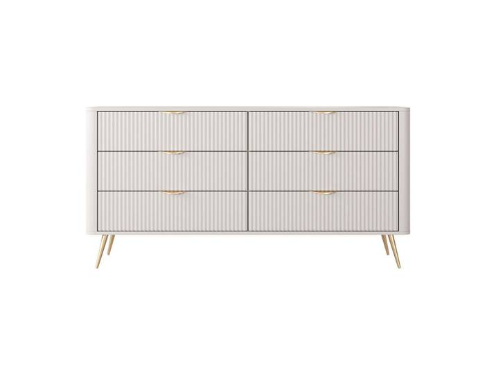 Feldmann-Wohnen Schubladenkommode Lante beige 163 / 38 / 81cm, Beige, Rechteckig, 163x81x38 cm, Kleinmöbel, Kommoden, Kommoden