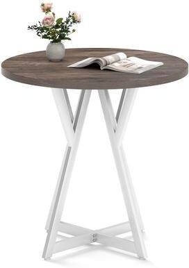 Costway 36 Inch Round Dining Table with Metal Pedestal Base-Natural