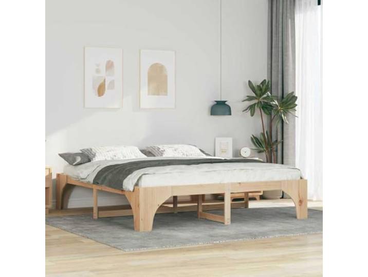 YUTAASU Bettrahmen Braun 200 x 200 cm Massives Kiefernholz Plattform-Lattenrost, Kein Boxspring Erforderlich, Moderne Klare Linien, Einfache Pflege
