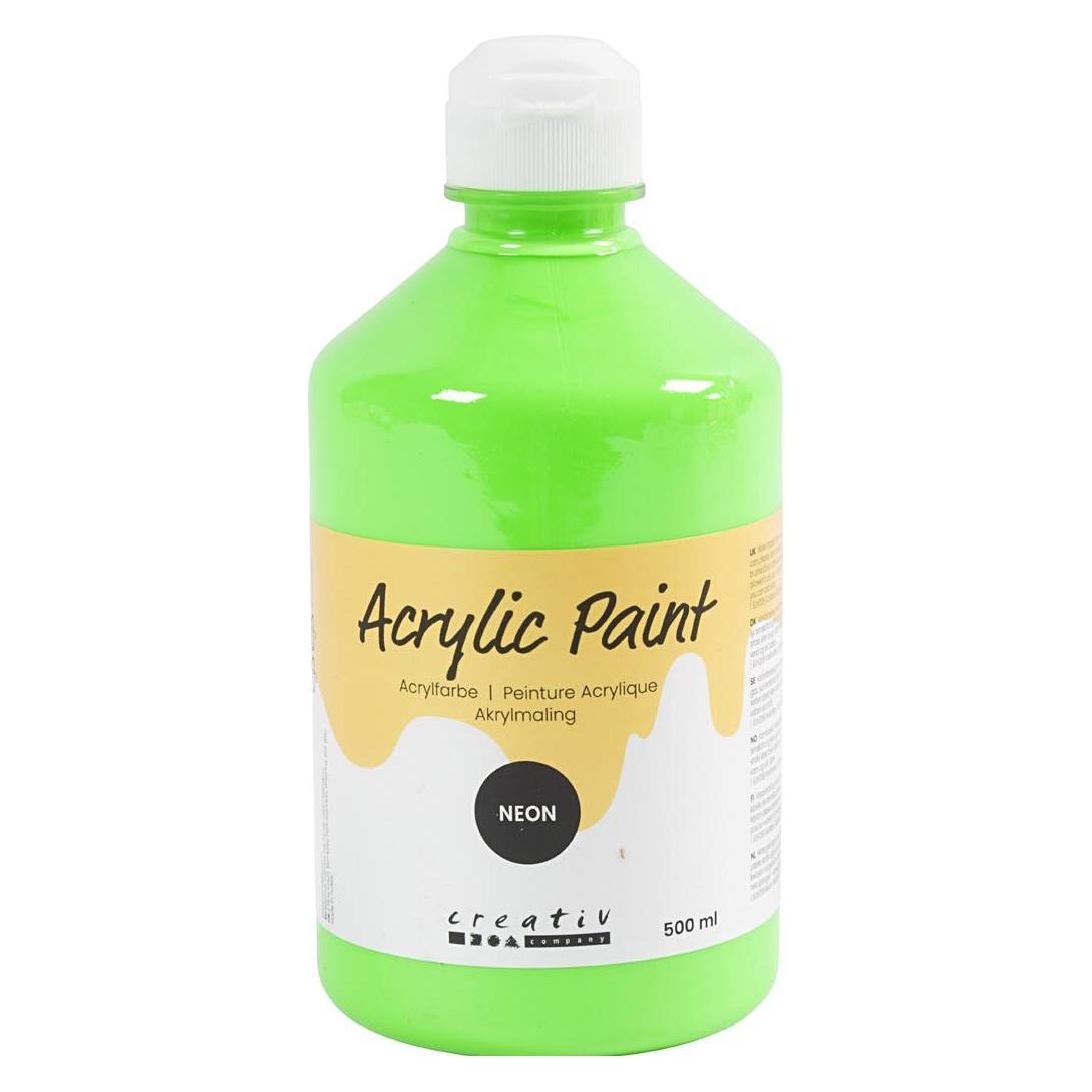 Creativ Company Acrylic Paint Neon, neon green, 500 ml/ 1 bottle (500 ml) (322505)