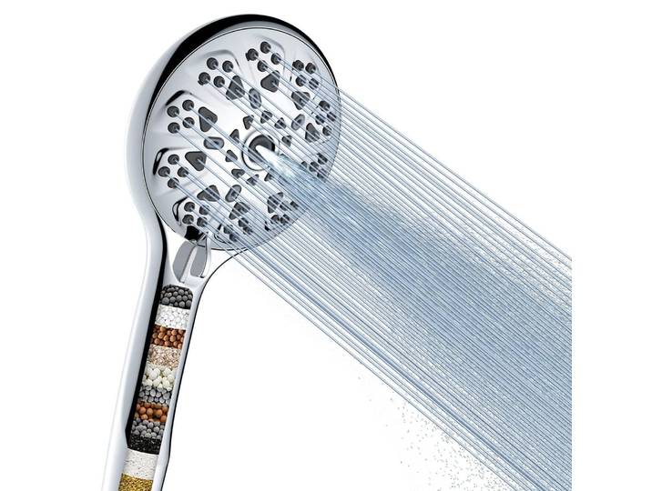 Duschkopf mit Filter, Hochdruck Duschbrause, Abnehmbarer Brausekopf mit 9 Strahlarten, Wasserfilter für Verunreinigungen