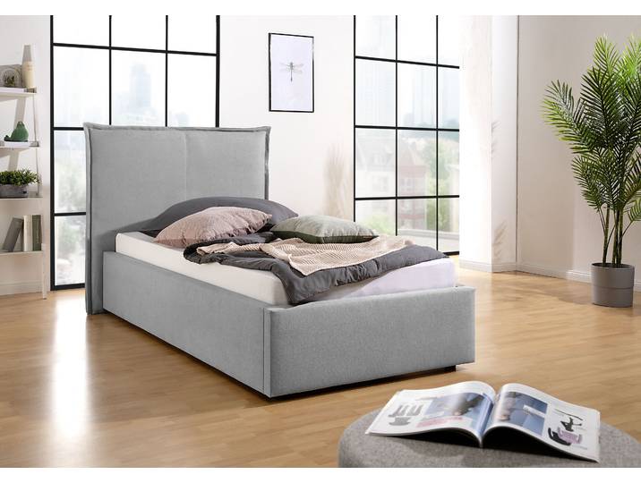 Polsterbett MAINTAL, grau, B:126cm H:108cm L:212cm, Betten, Polsterbett, Bettseiten zerlegt, ohne Bettkasten