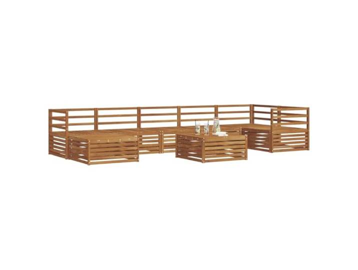 KTHLBRH Sofa-Set für den Außenbereich, 8-teilig, Akazie, Natur Massivholz, modulares Design, Lattenrost-Rückenlehne, für Garten und Terrasse