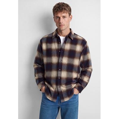 Langarmhemd MAVI "CHECK SHIRT", Herren, Gr. S, US-Größen, bunt (navy blazer check), 72% Polyacryl, 15% Polyester, 8% Baumwolle, 4% Viskose, 1%Polyamid, kariert, eng normaler Saum, Hemden, Karo Overshirt