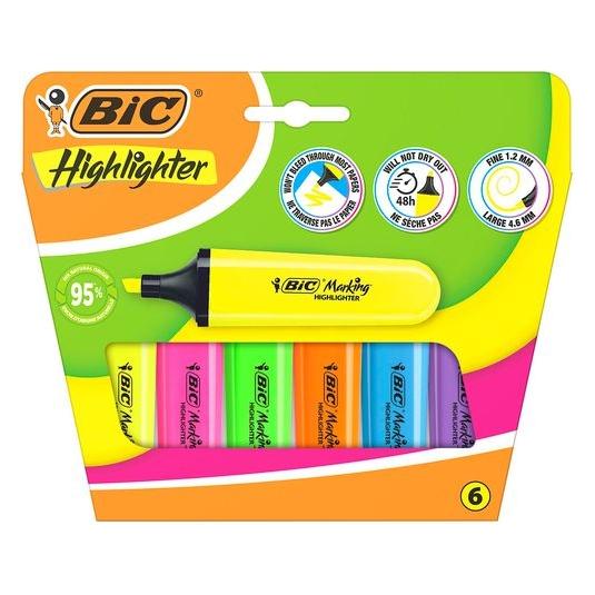 Bic Flache Neon-Textmarker-Mischung, 6 Stück (6x) (302808)