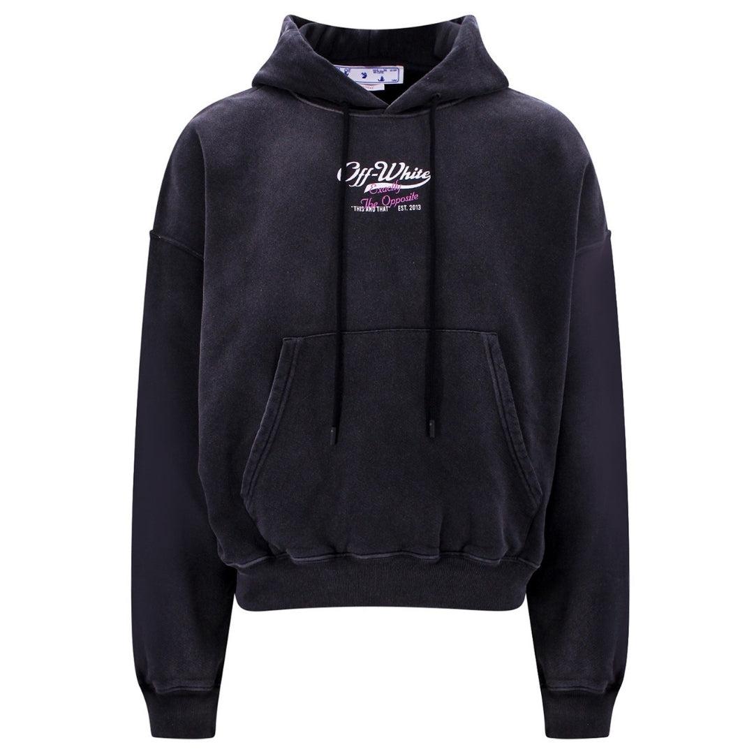 Gebroken witte Wave Off Boxy zwarte hoodie
