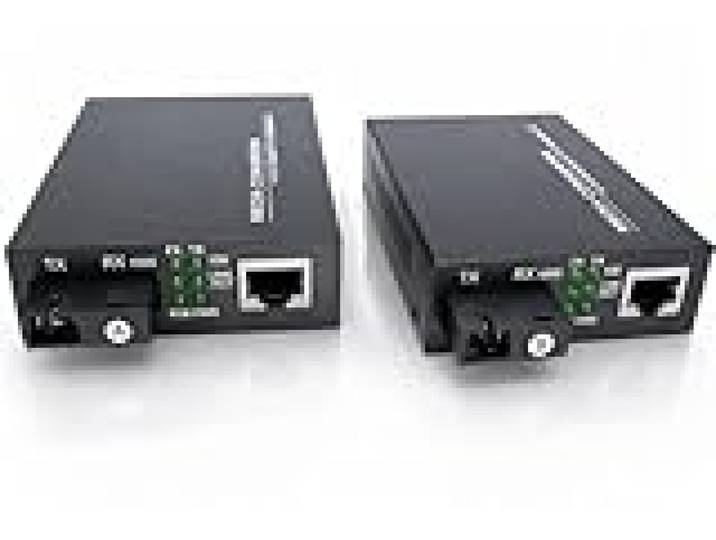 Elfcam® - Lot de 2 Convertisseurs Fibre Ethernet Gigabit avec Modules SFP Inclus, 1 Port RJ45 + 1 Port Fibre SC Monomode, Transmission jusqu'à 20 km, Adaptateur Média 10/100/1000 Mbps