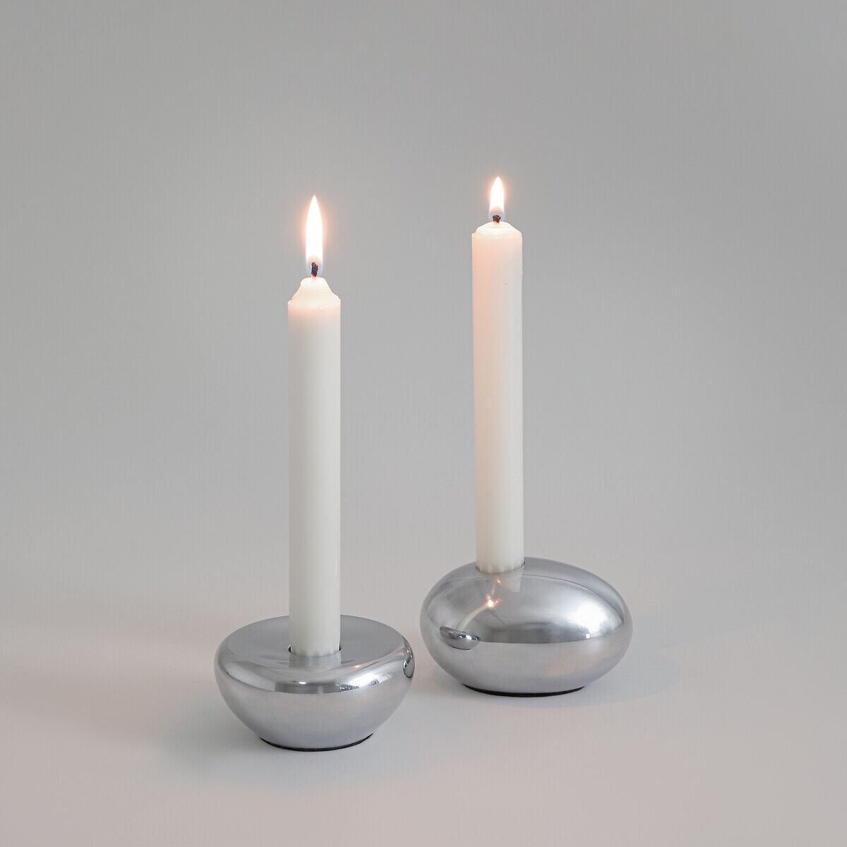 AM.PM Lot de 2 bougeoirs galet chromé, AUDRY