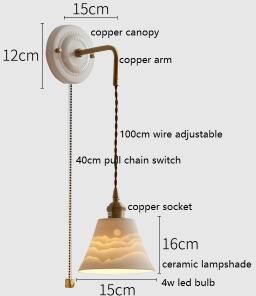 Top Demand Picks Japan Style Ceramic LED Wall Lamp, Adjustable Copper Arm Sconce For Bedroom, Bathroom Mirror Light, Nordic Modern style 1