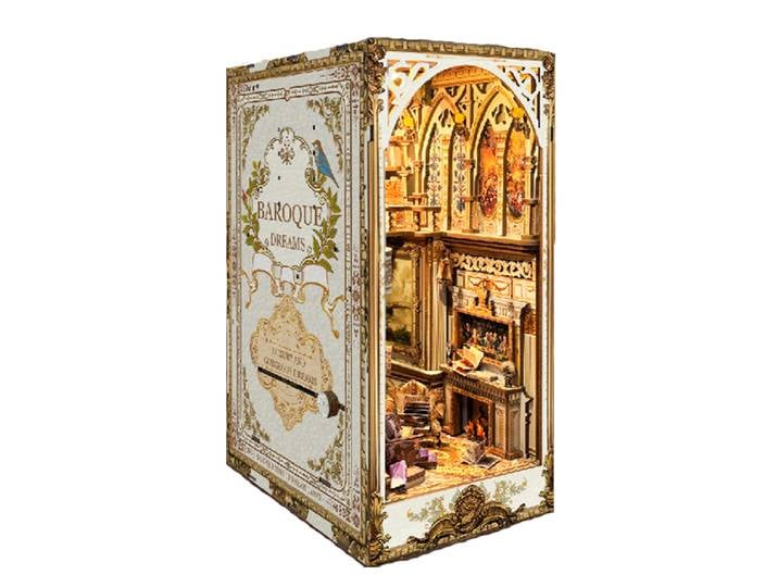 Nouveau bricolage livre coin insérer étagère Kits en bois Miniature modèle Kit Baroque rêves serre-livres assemblé étagère décor à la maison filles cadeaux
