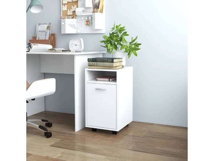 Armoire latérale avec roues Blanc 33x38x60 cm Aggloméré 803047