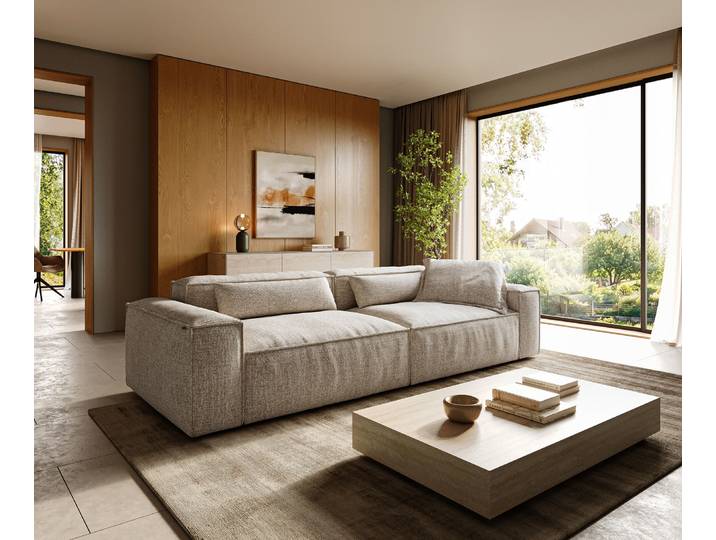 Big-Sofa Freestyle Cozy 280x110 cm Webstoff Soft Beige, Sofas