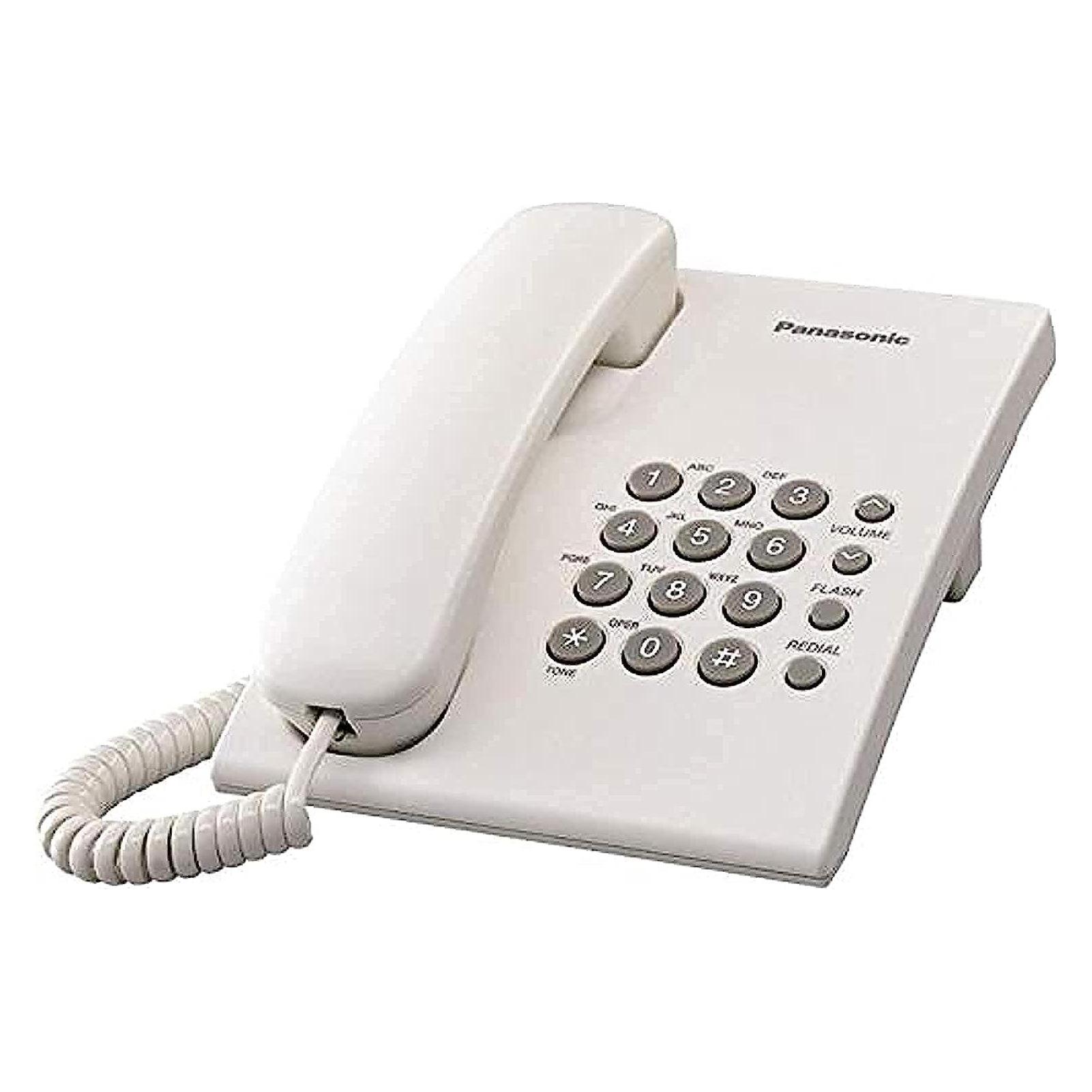 Panasonic KX-TS500FXW Corded phone, White, Wall-mount option, Last Number Redial, Flash, Volume Control (6 lev (KX-TS500FXW)