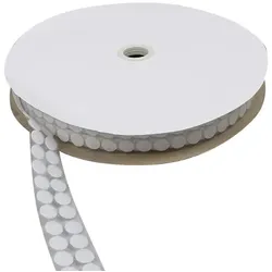Klettpunkte auf Rolle, 13 mm | weiß | Flausch, Nylon, Polyester