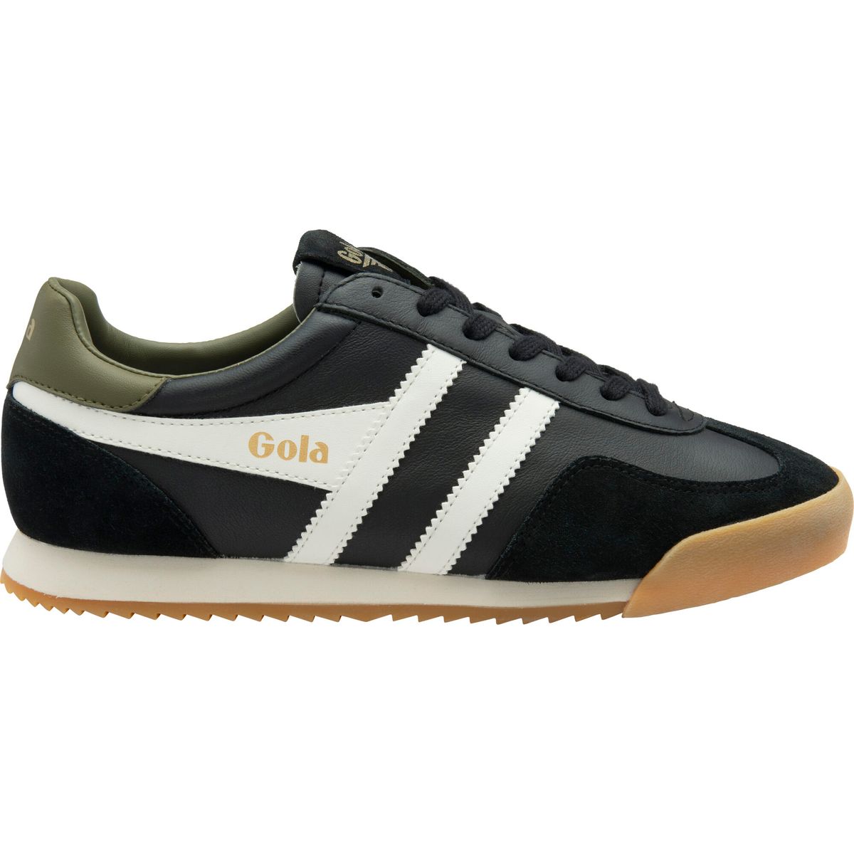 Gola Europa Leather Sneaker Men black/off white/khaki (BW) 6 CMB791-BW-6-blackoffwhitekhaki