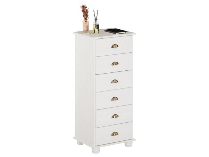 Idimex Apothekerkommode Colmar weiß, Weiß, Holz, Kiefer, Vintage, 49x114x39 cm, Kleinmöbel, Kommoden, Highboards