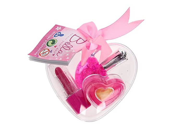 Bella hartvormige make-upset 3-delig roze