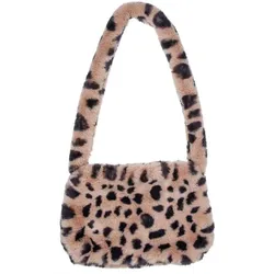 buttinette Plüsch-Tasche "Leo", schwarz/braun