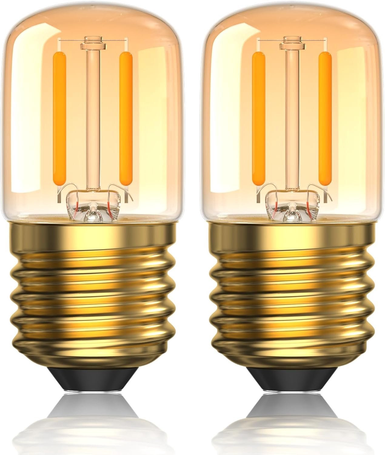 2-Pack Merkloze Dimbare E27 LED Lampen Vintage Amberkleurige Pigmea Gloeilamp T28 Edison 2200K Ultrawarm Licht Equivalent 15W