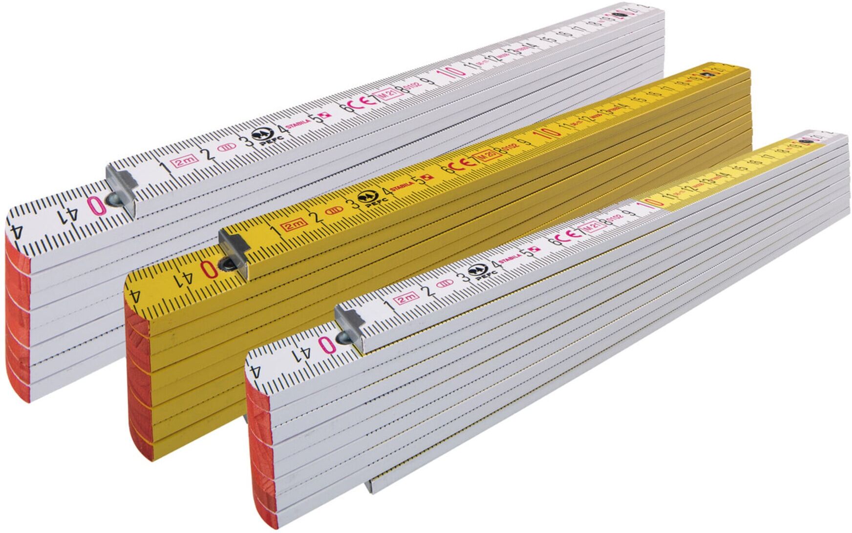 STABILA Holz-Gliedermaßstab Type 707, 2 m, gelb, metrische Skala (01304)
