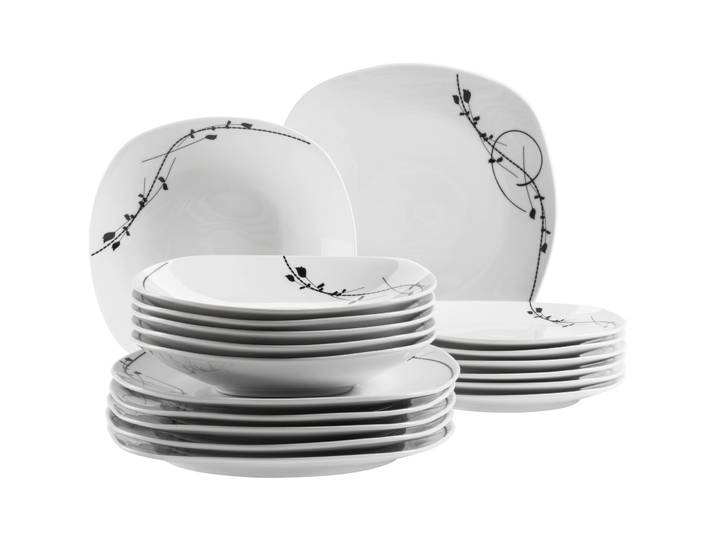 MÄSER Teller-Set Londra Weiss Porzellan 18 Stk - Farbe: Weiß - Teller-Set