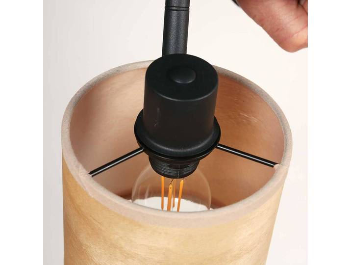 Steinhauer Deckenlampe Bambus, dimmbar, schwarz, für Wohn- / Esszimmer, Metall, Modern, Deckenlampe