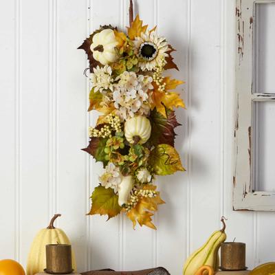 Nearly Natural "33"" Fall Sunflower Autumn Teardrop - 33"