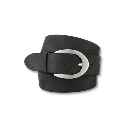 Ledergürtel BERND GÖTZ "Ledergürtel aus samtigem Velours in Trendfarben", Damen, Gr. 110, schwarz, Rindsleder, Gürtel Ledergürtel