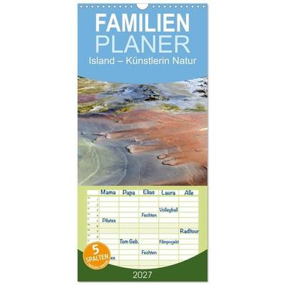 Familienplaner 2027 - Island – Künstlerin Natur mit 5 Spalten (Wandkalender, 21 x 45 cm) CALVENDO