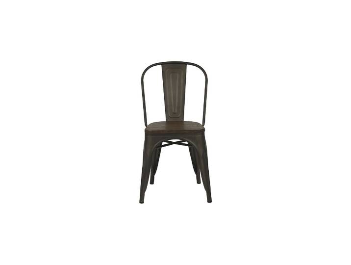 Chaise en métal et bambou, marron, assise bambou, structure métal