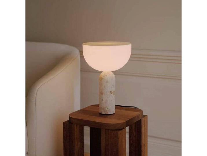 New Works Tischlampe Kizu, creme / amber, für Wohn- / Esszimmer, Stein, Design, Tischlampe