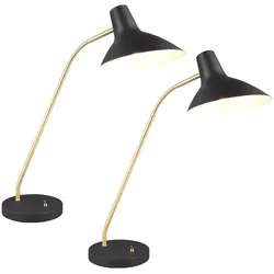Tischleuchte Tischlampe Schlafzimmerleuchte Flexo verstellbar Leselampe schwarz gold, 1x E27, LxBxH 50x20x54 cm, 2er Set