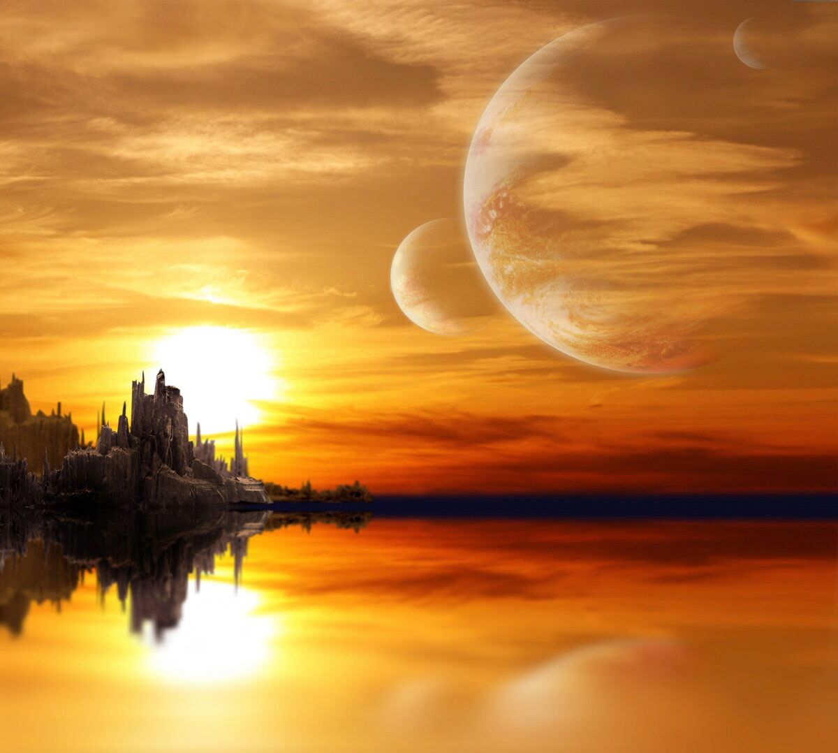 Papermoon "Fantasie Landschaft" bunt B/L: 1,5m x 1,11m, Bahnen: 7 Stk.