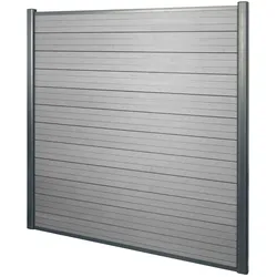 Mendler WPC-Sichtschutz Sarthe, Windschutz Zaun, Alu-Pfosten ~ Basiselement, 1,90m grau