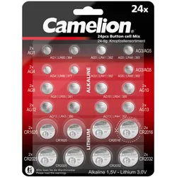 Knopfzellen 24er Set, AG & CR Lithium, 1,5V Batterien für Uhren, Taschenlampen, Taschenrechner, Spielzeug & andere Kleingeräte