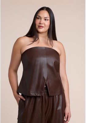 Plus Size Women's Faux Leather Strapless Top by ELOQUII in Chicory Coffee (Size 26)